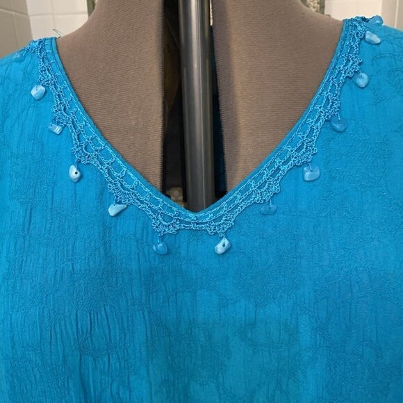 K Woman. Sz 16W. Rayon 2 piece Set w/ Crochet Lace Edging. Short Sleeve. B57 - Picture 3 of 7